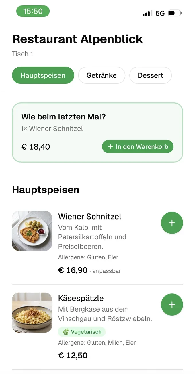 Orderfuchs – Bestellansicht am Handy