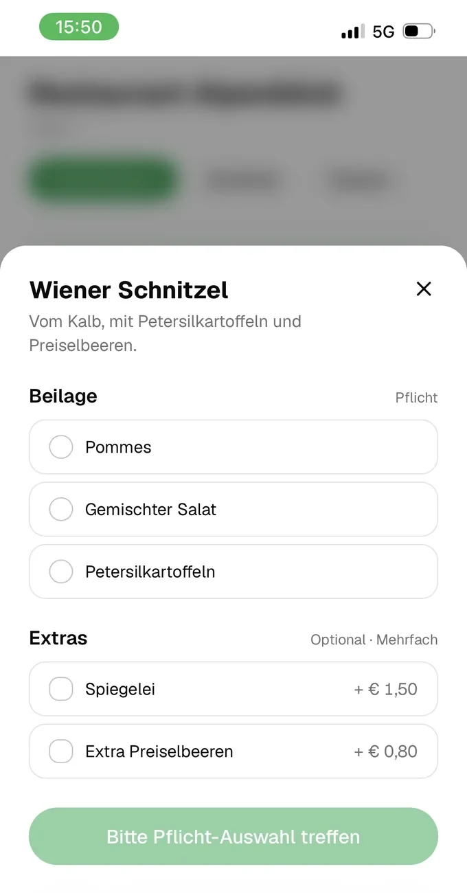 Orderfuchs: Gericht anpassen mit Beilage und Extras