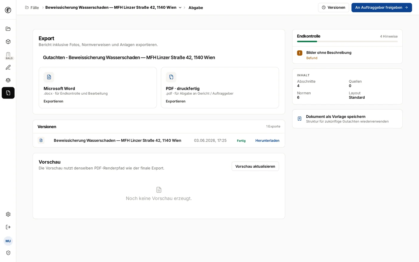 Scribo – Export als Word oder PDF mit Endkontrolle