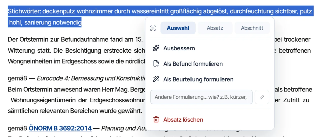 Scribo – KI-Schreibassistent formuliert aus Stichwörtern einen Befund